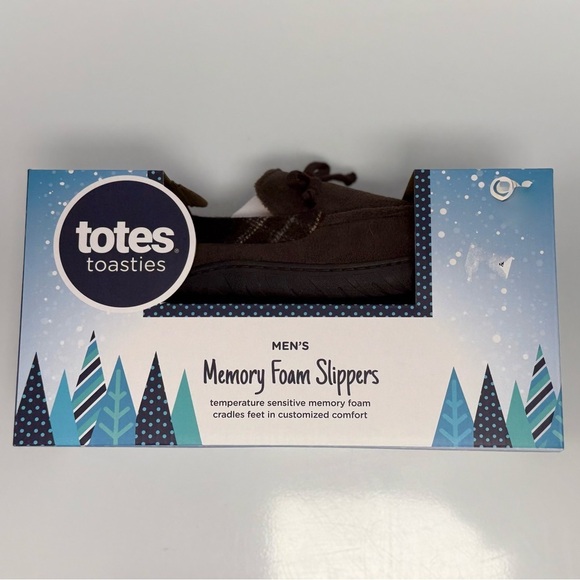 Totes Toasties Mens Slippers US 11-12 XL Chocolate Brown Memory Foam Loafer NEW - Picture 2 of 11